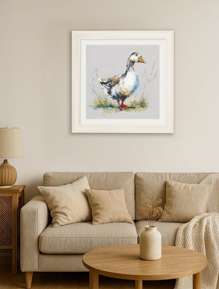 White Goose Cosy Sketch - Cream Hurstwood Square Frame