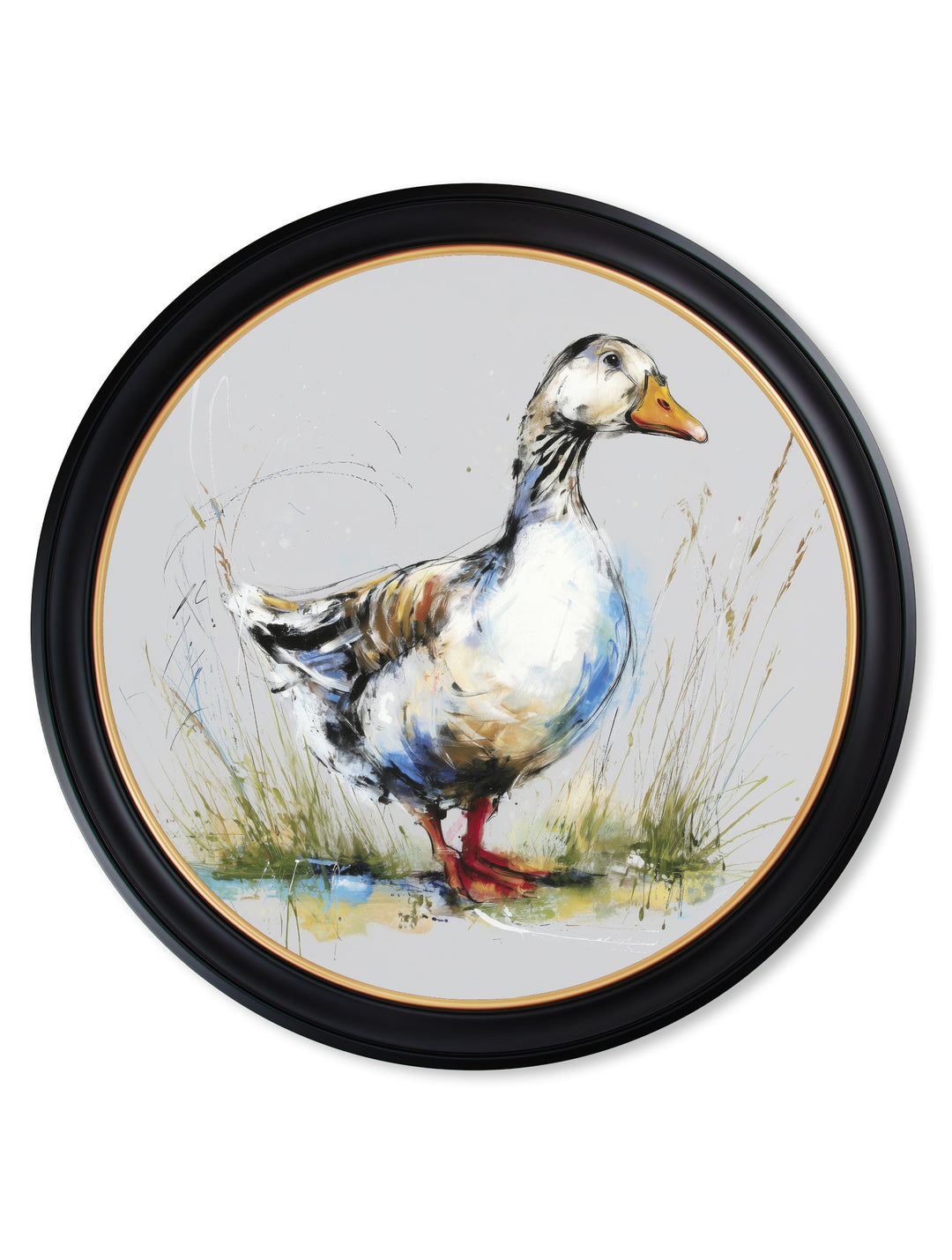 White Goose Cosy Sketch - Oxford Round Frame