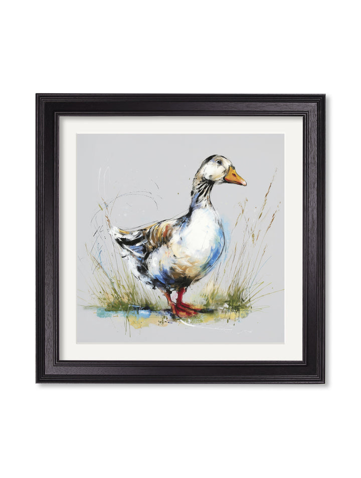 White Goose Cosy Sketch - Black Hurstwood Square Frame