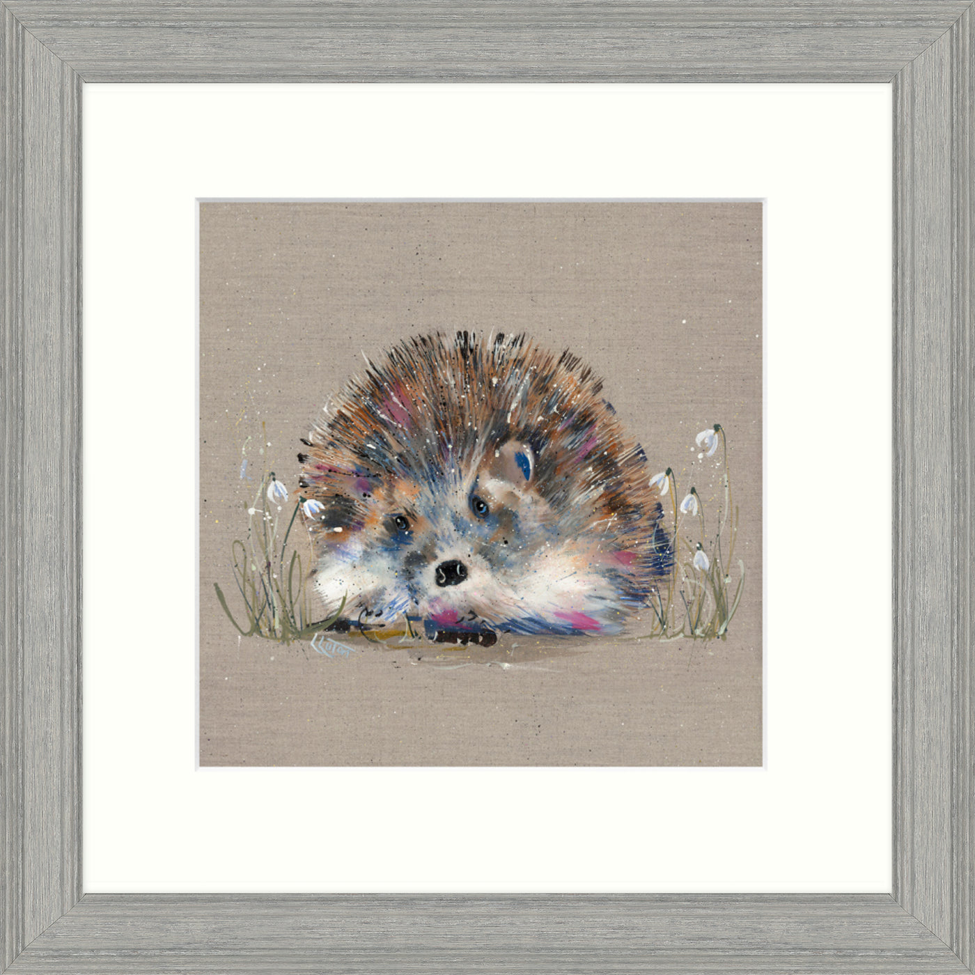 Hedgehog And Snowdrops By Louise Luton - TheArtistsQuarter
