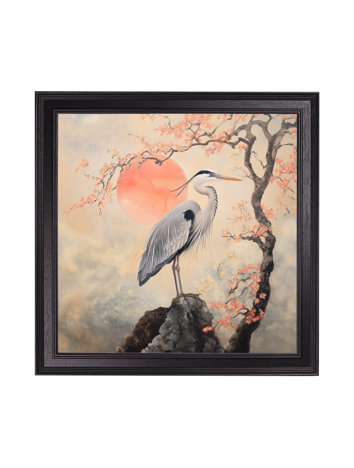 Japanese Twin Herons - Black Hurstwood Square Frame