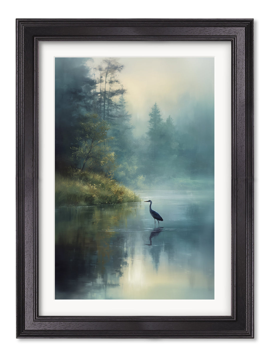 Misty Lake Heron - Black Hurstwood Frame
