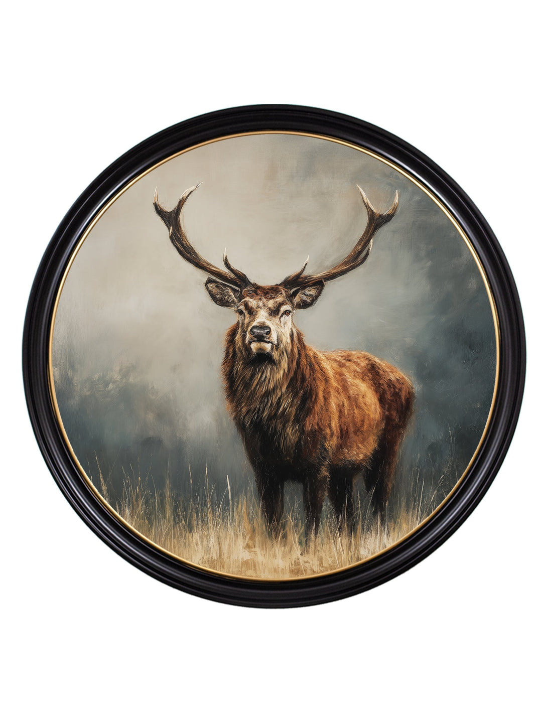 Highland Stag - Oxford Round Frame