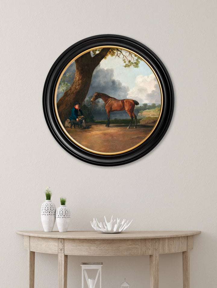 c.1763 George Stubb's Horse and Groom Round Frame - TheArtistsQuarter