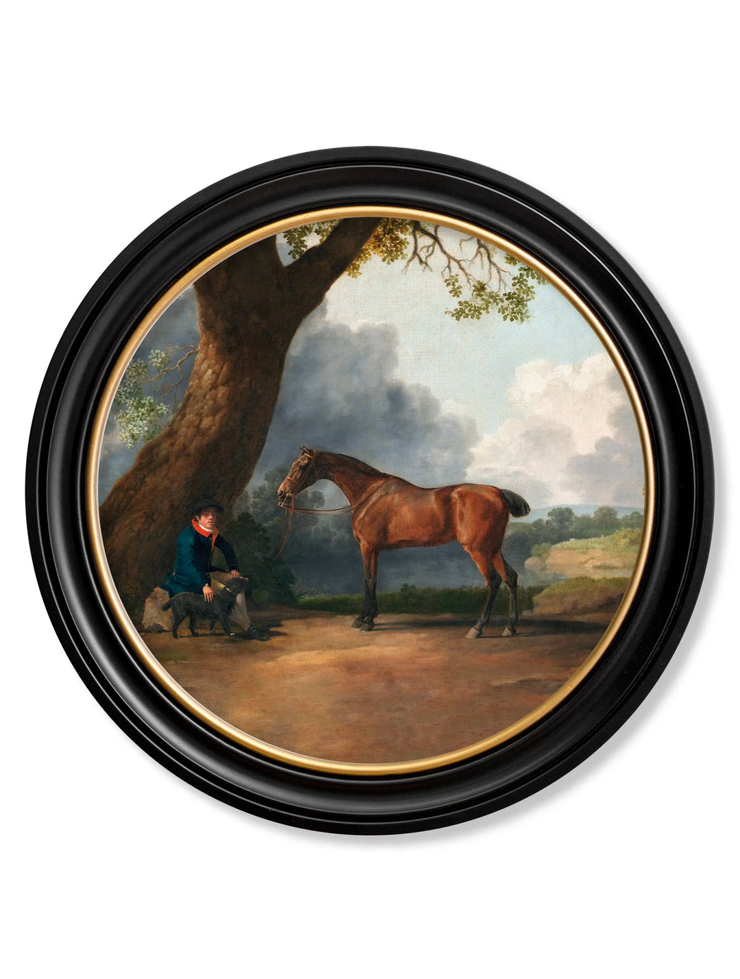 c.1763 George Stubb's Horse and Groom Round Frame - TheArtistsQuarter