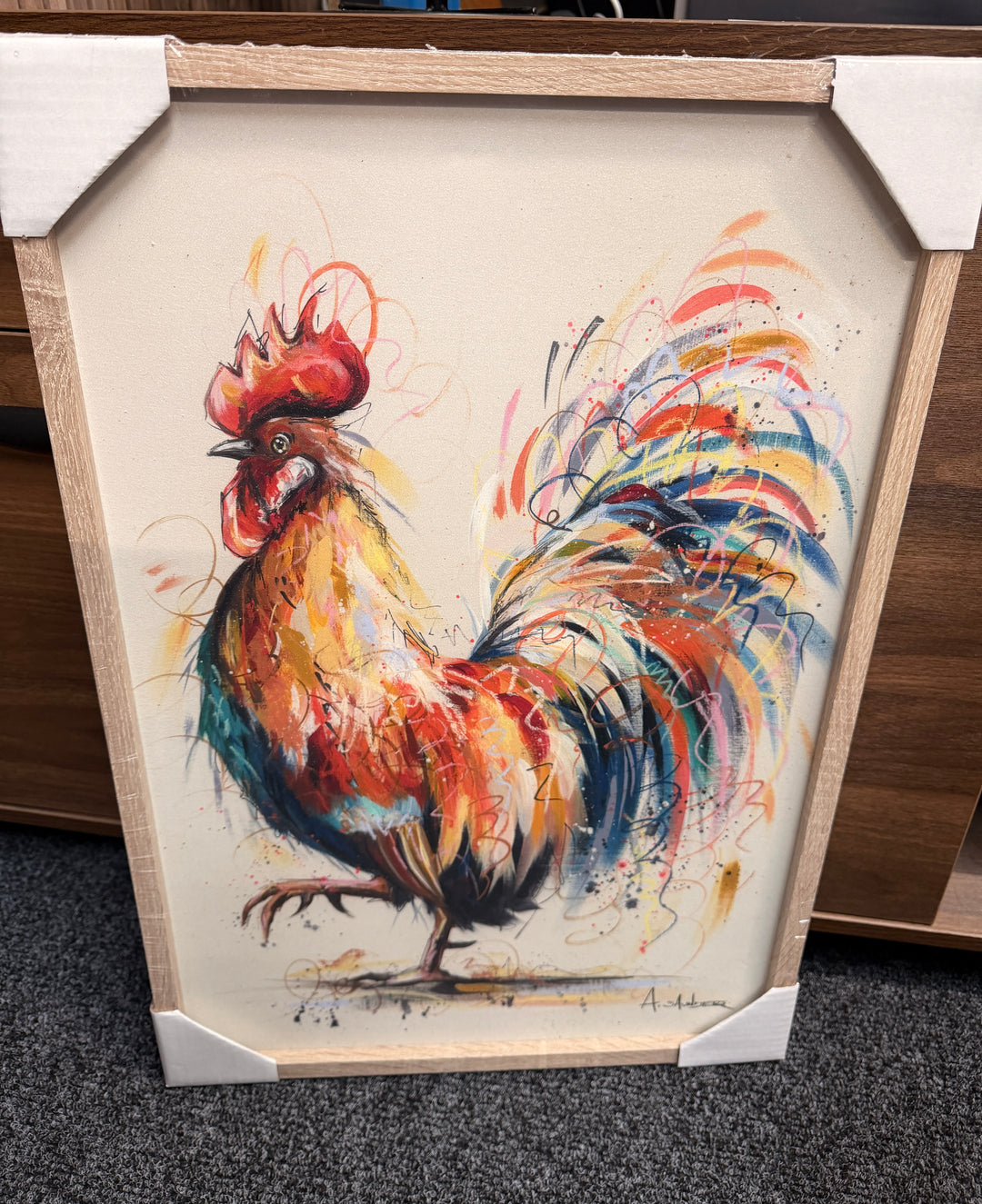 Colourful rooster by Ashley Saunders - 43 x 63 cm