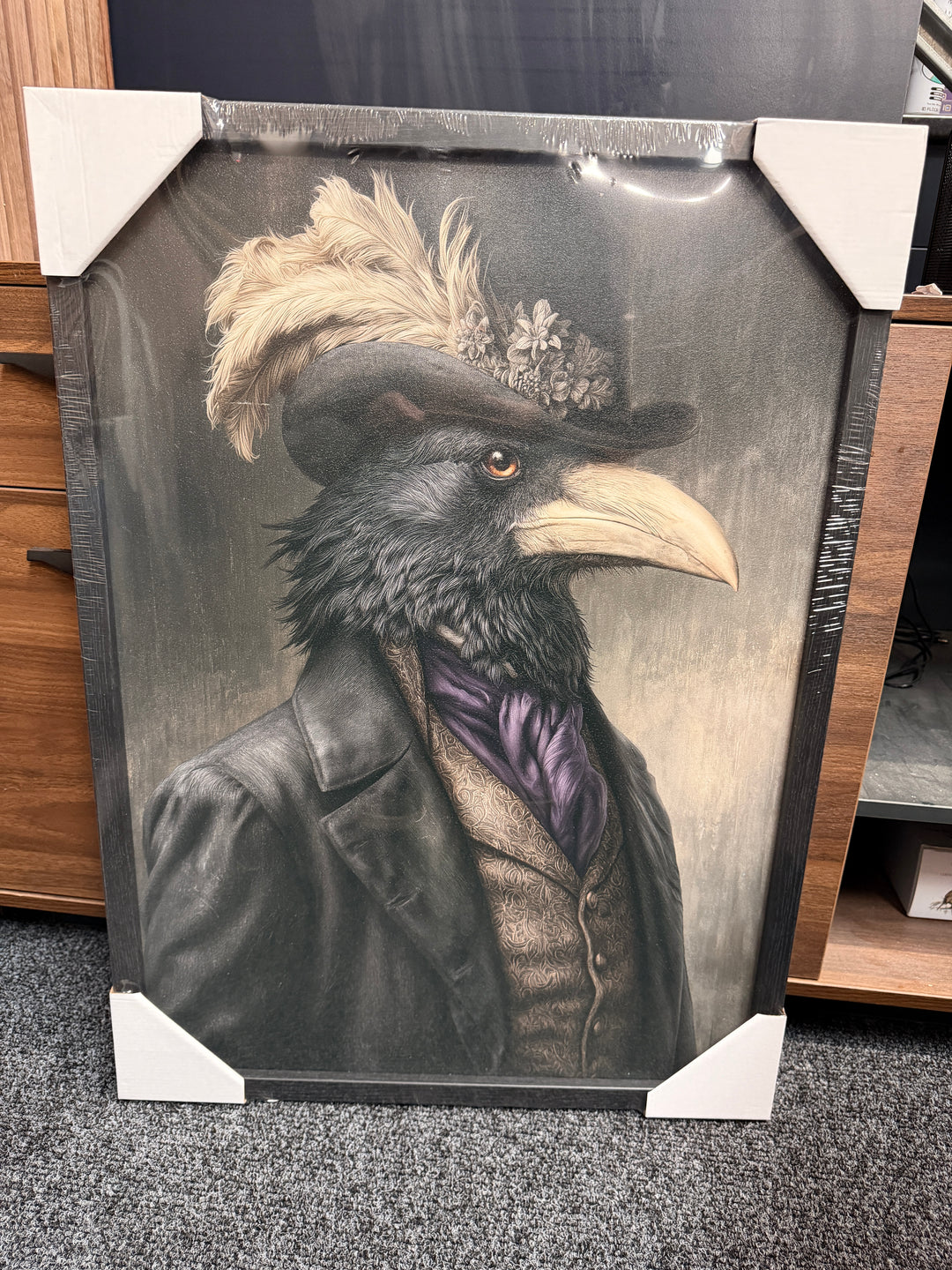 Dressed raven / crow portrait by Artko Designs - 53 x 74 cm