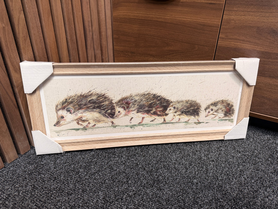 Hedgehog framed artwork by Nicola Jane Rowles- 65 x 25 cm
