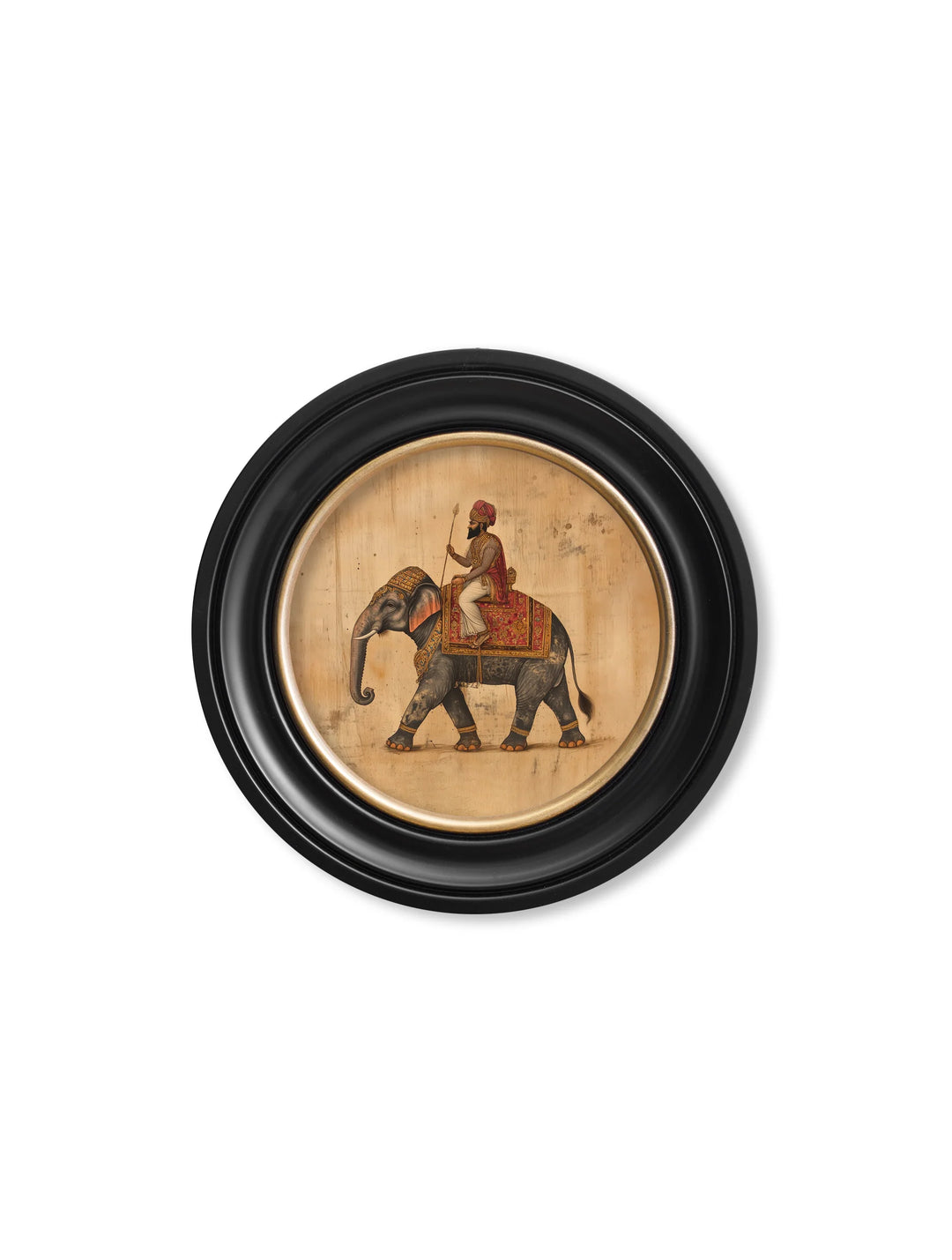 Mughal Emperor on Elephant - Oxford round frame - TheArtistsQuarter