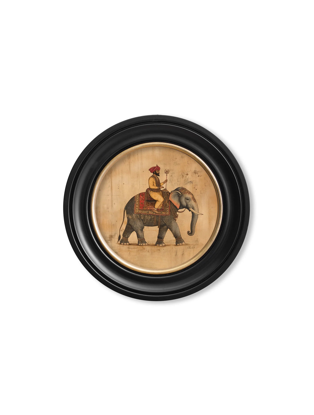 Mughal Emperor on Elephant - Oxford round frame - TheArtistsQuarter