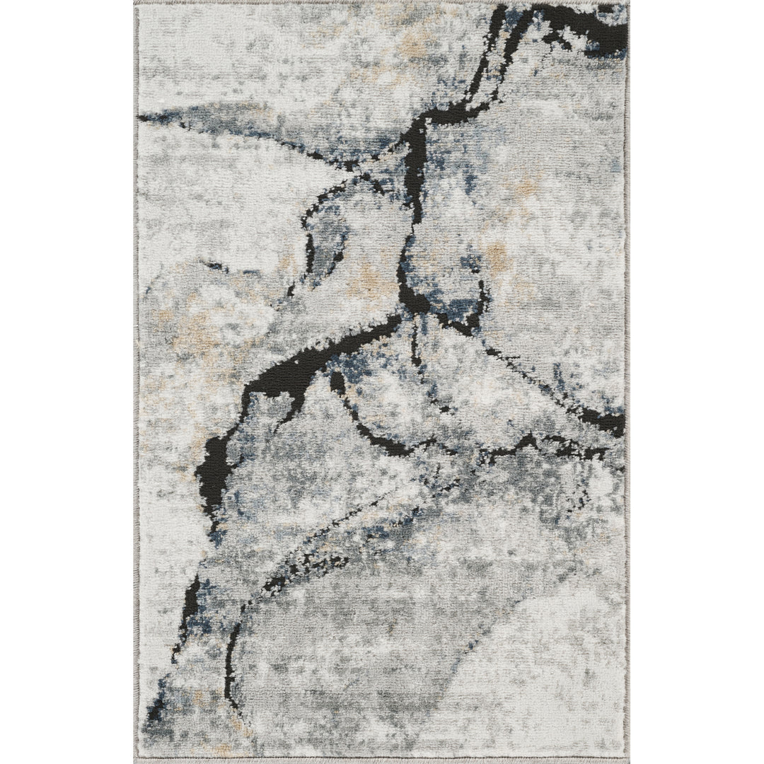 Jolie Abstract Marble Rug Blue & Medium Grey - TheArtistsQuarter