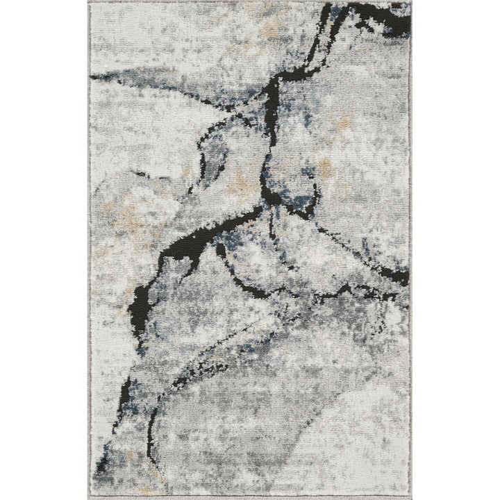 Jolie Abstract Marble Rug Blue & Medium Grey - TheArtistsQuarter