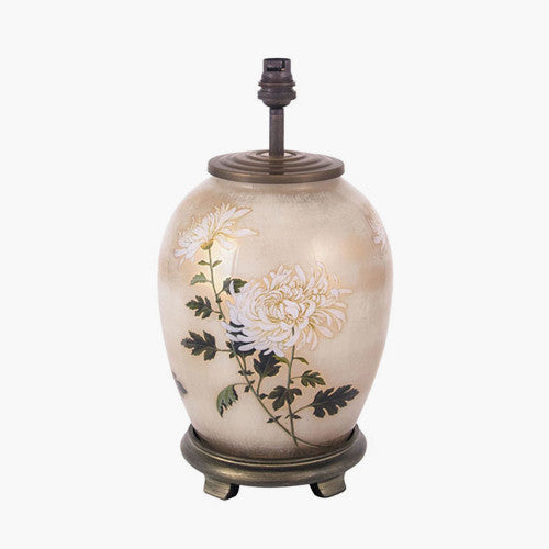 Jenny Worrall 20cm RHS Chrysanthemum Medium Oval Glass Table Lamp Base - TheArtistsQuarter