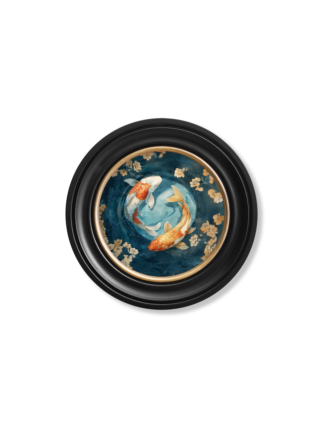 Japanese Koi Carps Dawn - Oxford Round Frame