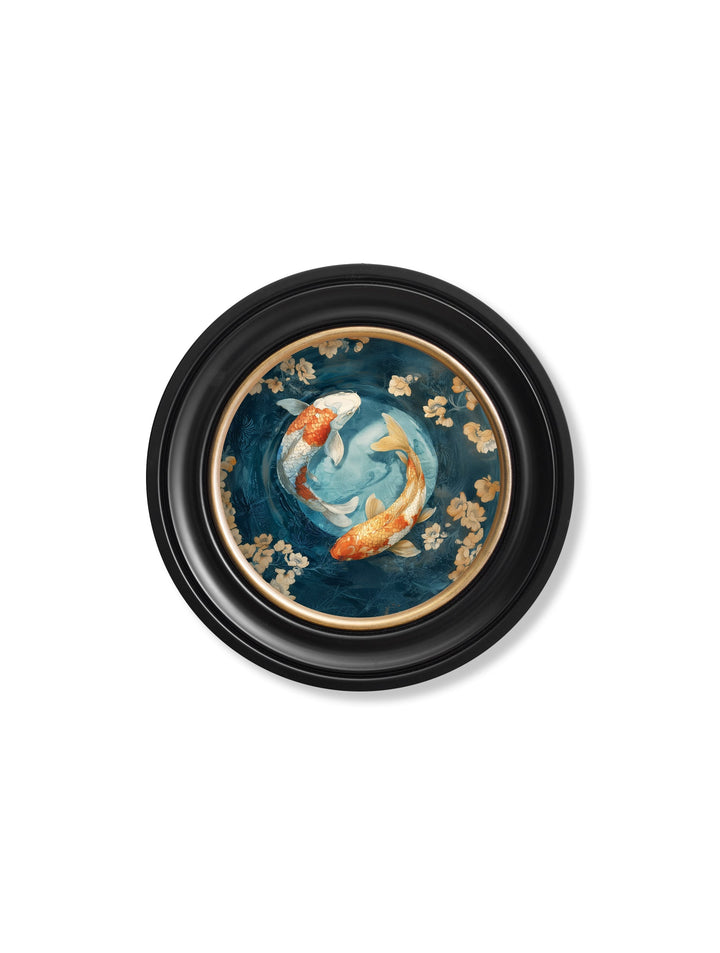 Japanese Koi Carps Dawn - Oxford Round Frame
