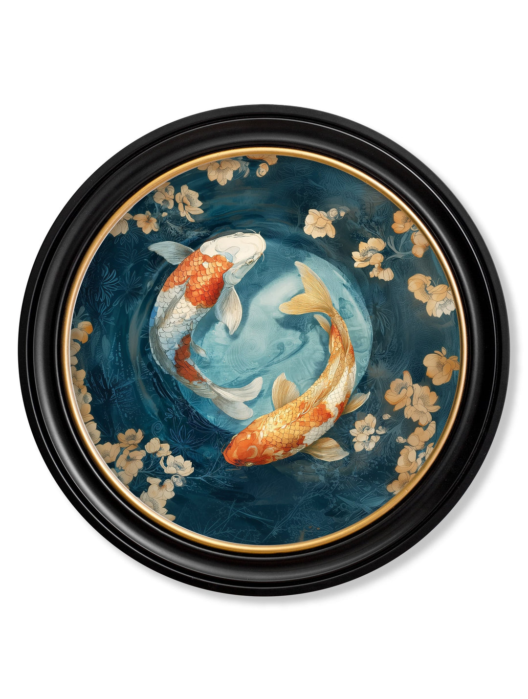 Japanese Koi Carps Dawn - Oxford Round Frame