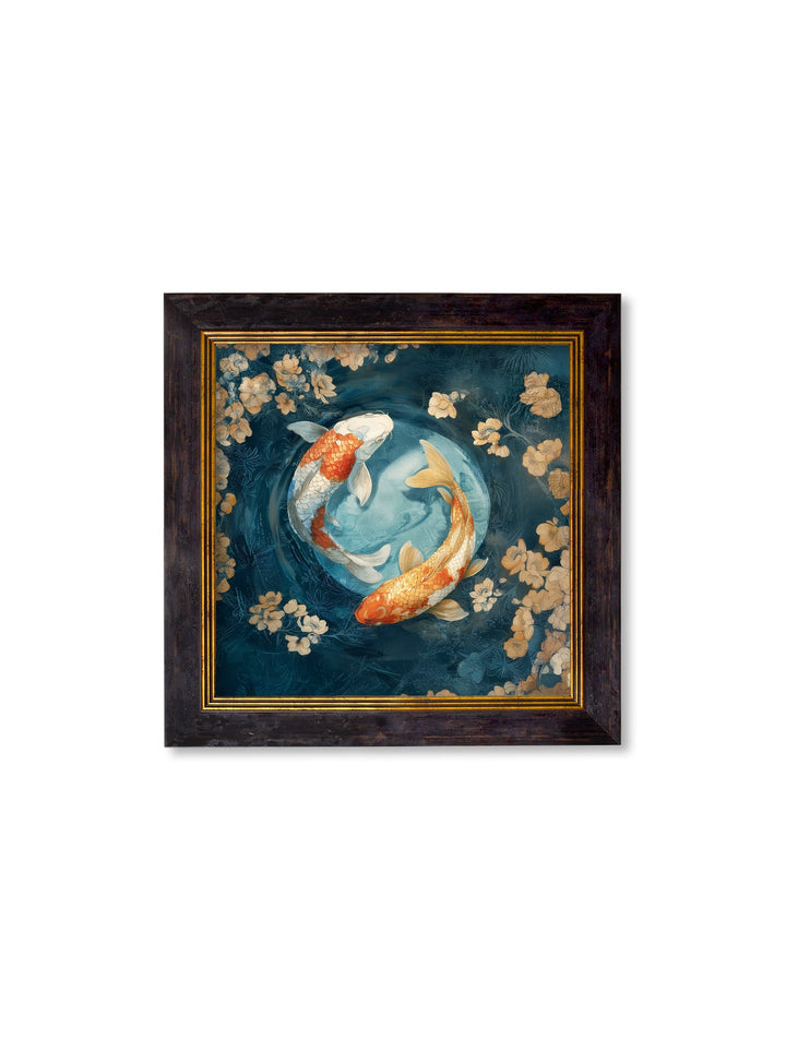 Japanese Koi Carps Dawn - Oxford Square Frame