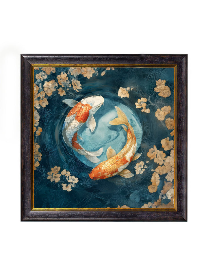 Japanese Koi Carps Dawn - Oxford Square Frame