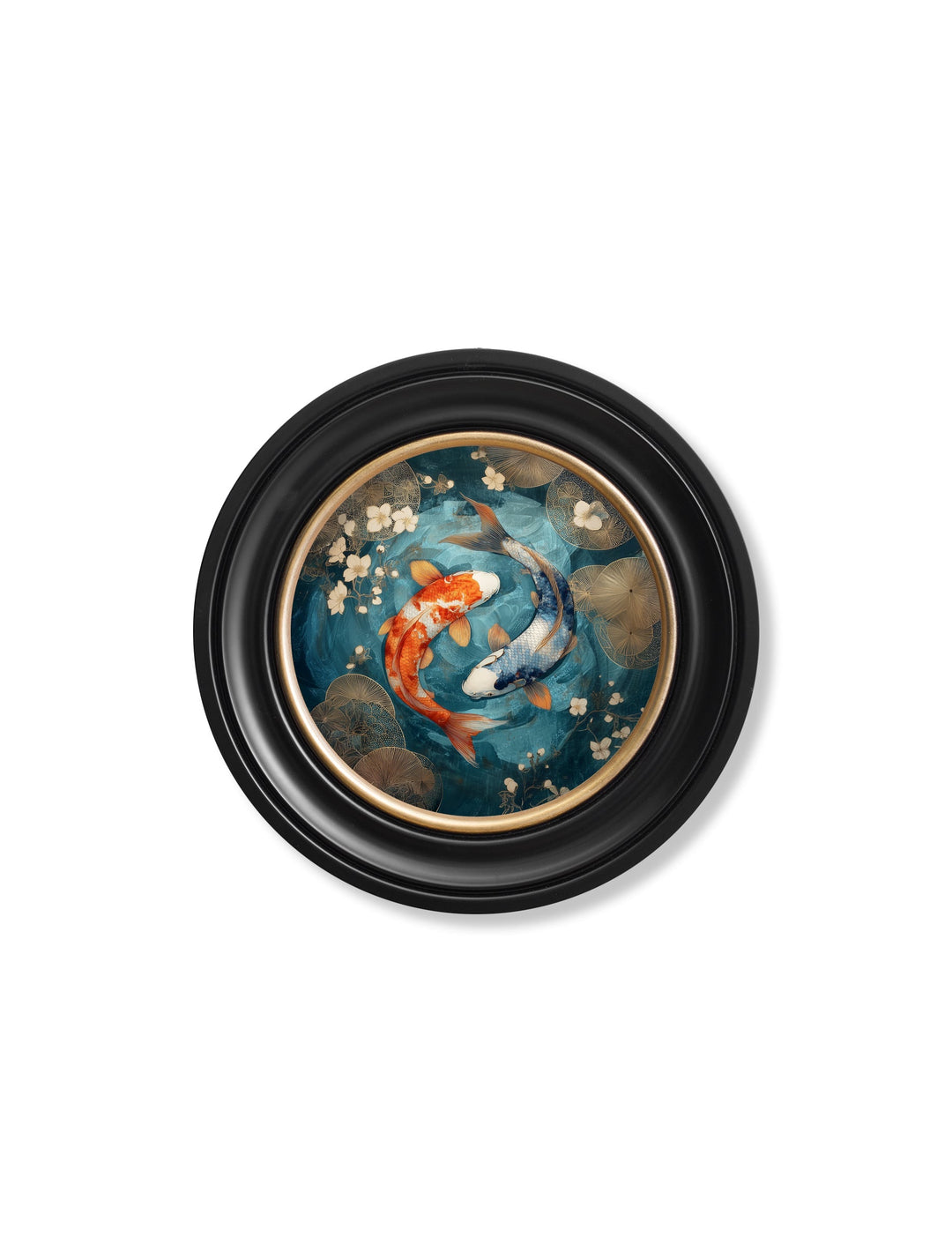 Japanese Koi Carps Dusk - Oxford Round Frame
