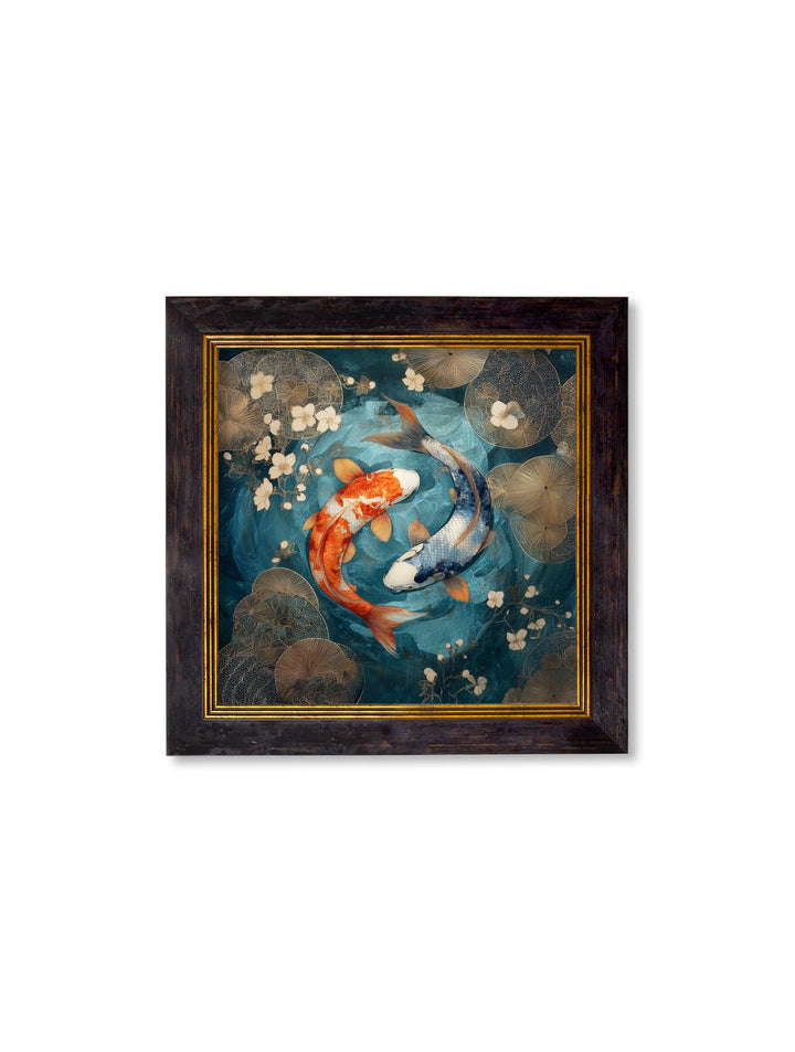 Japanese Koi Carps Dusk - Oxford Square Frame