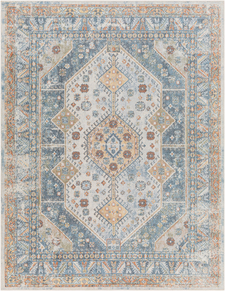 Lillian Traditional Washable Rug Blue & Oatmeal - TheArtistsQuarter