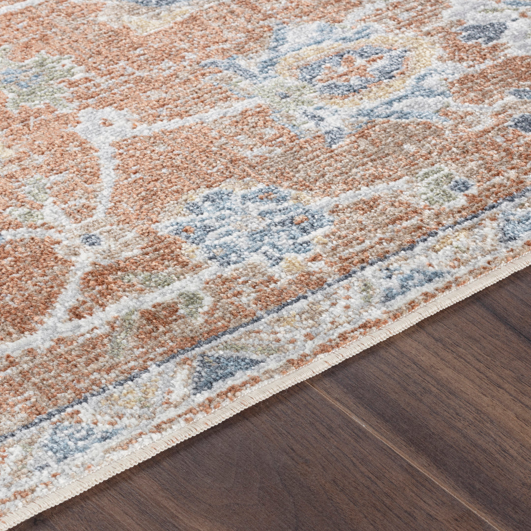 Lillian Traditional Washable Rug Orange & Light Grey - TheArtistsQuarter