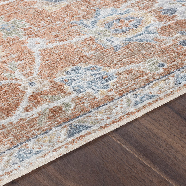 Lillian Traditional Washable Rug Orange & Light Grey - TheArtistsQuarter