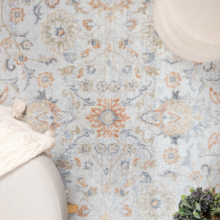 Lillian Traditional Washable Rug Grey - TheArtistsQuarter