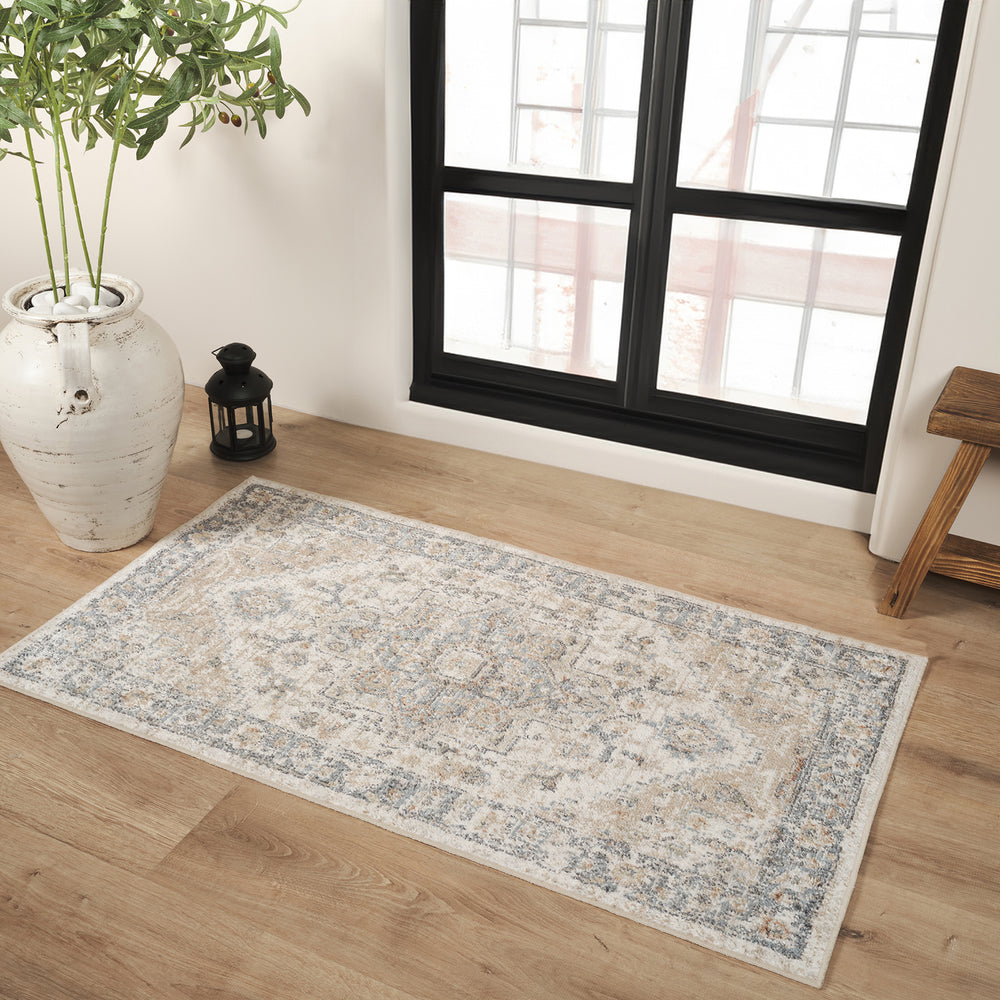 Lillian Traditional Washable Rug Beige - TheArtistsQuarter