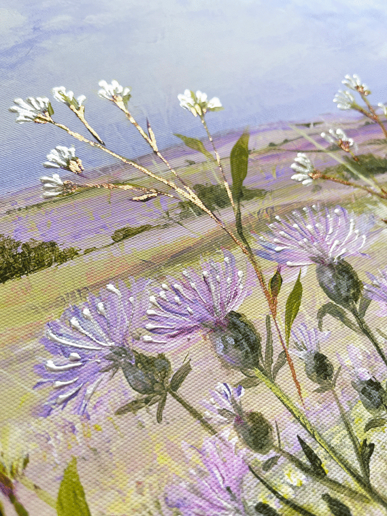 Lilac Thistle Field Canvas By Diane Demirci - TheArtistsQuarter