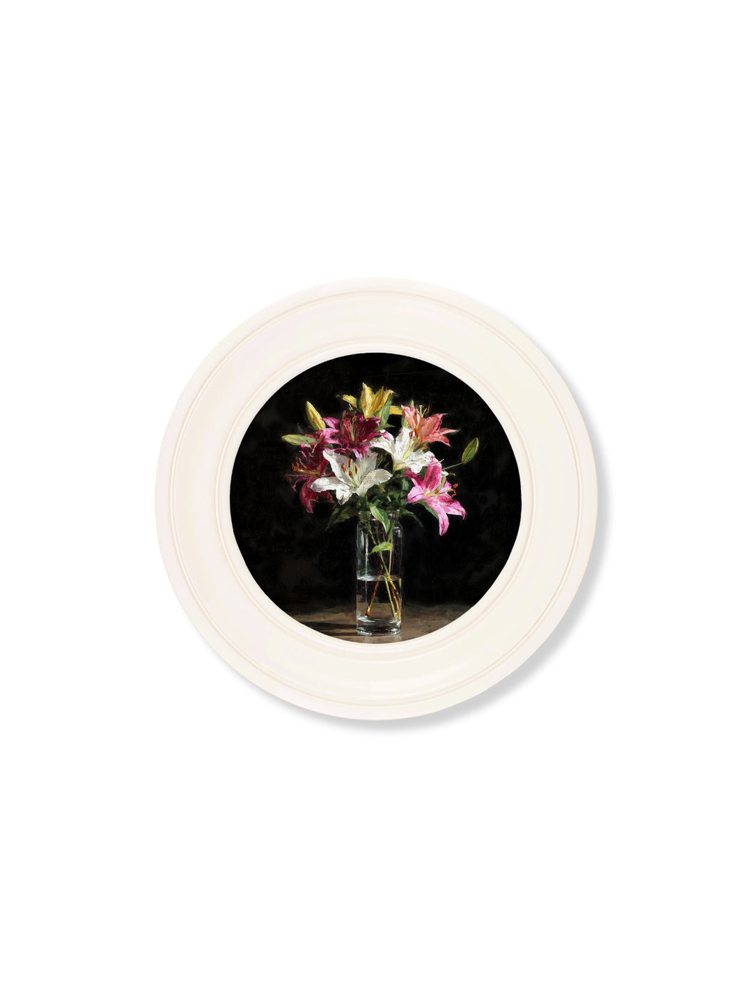 Lilies After Dark - Oxford Strong White Round Frame