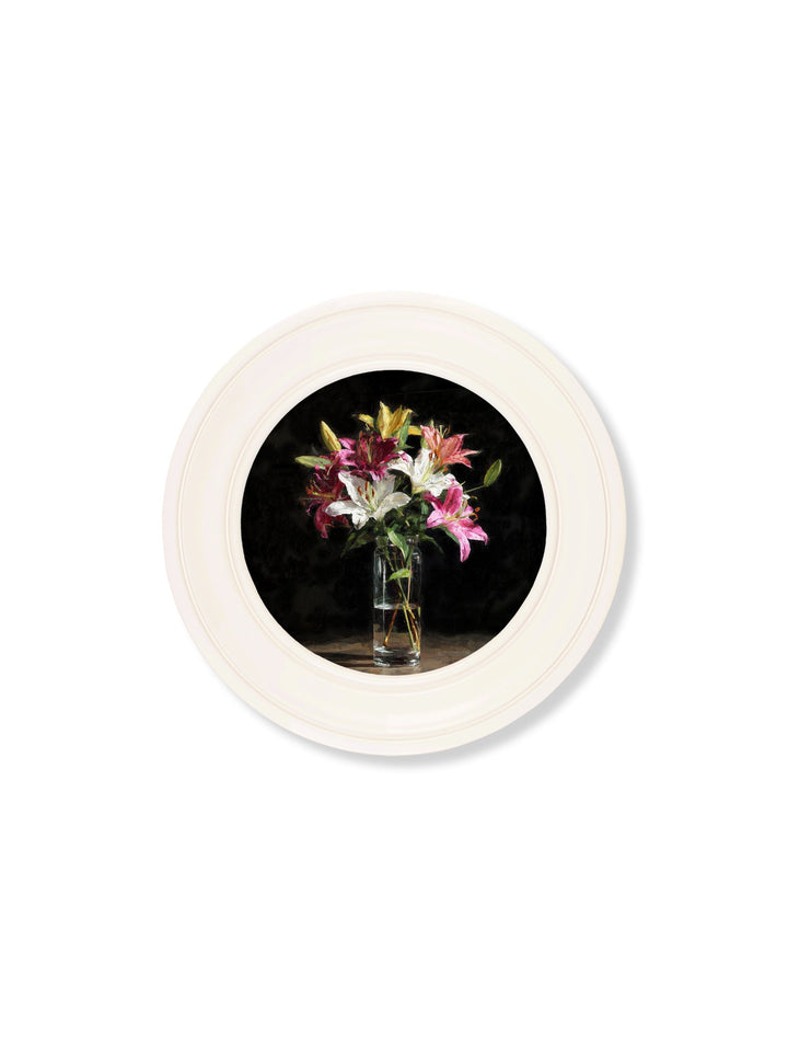 Lilies After Dark - Oxford Strong White Round Frame