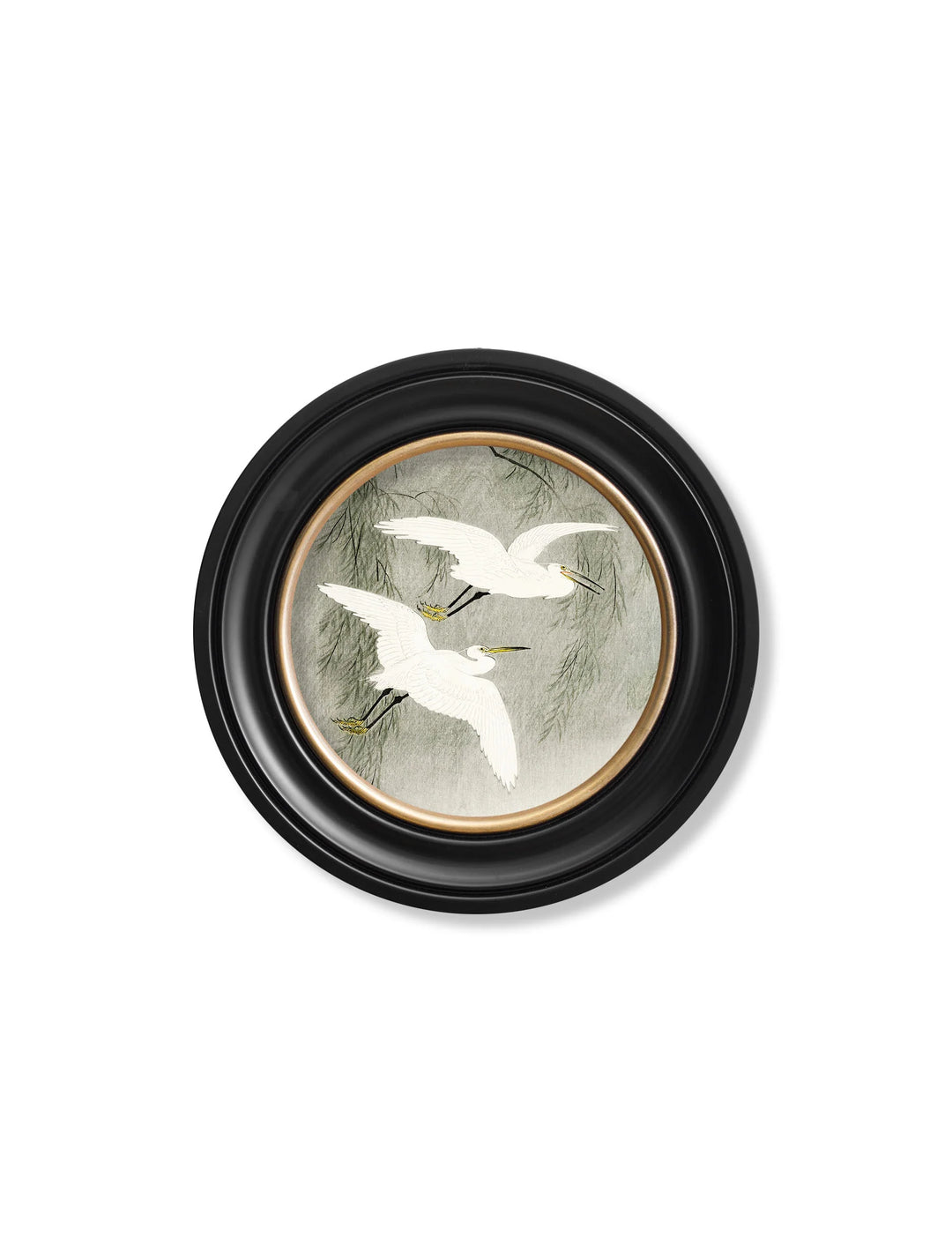 c.1910 Little Egrets - Ohara Koson in Round Frames - TheArtistsQuarter