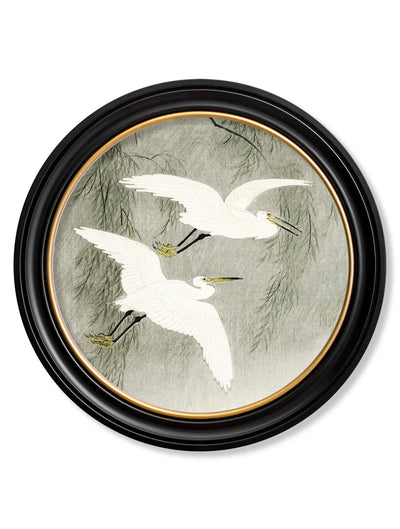 c.1910 Little Egrets in Reeds - Ohara Koson - Round - TheArtistsQuarter