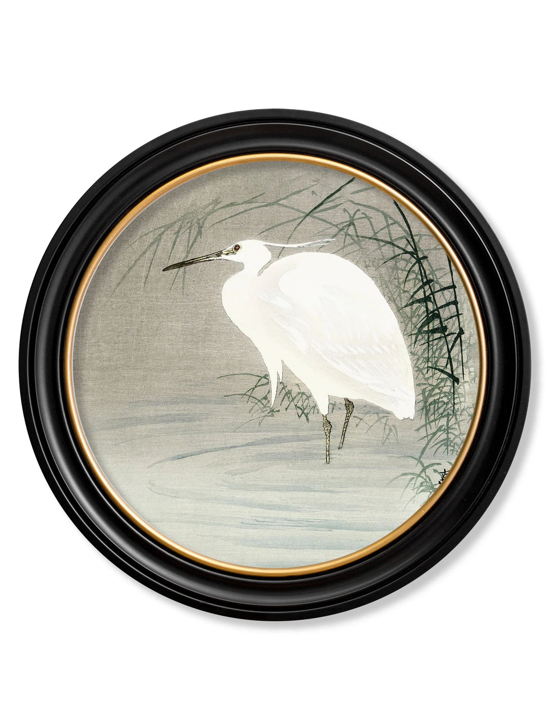 c.1910 Little Egrets - Ohara Koson in Round Frames - TheArtistsQuarter