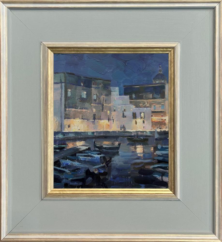 Monopoli Harbour Night by Rachele Dryden-Smith (Original) - TheArtistsQuarter