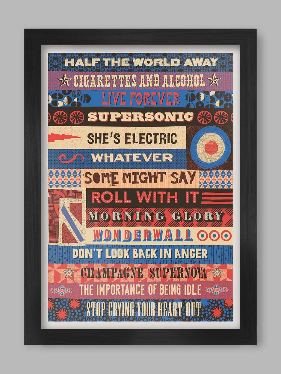 Definitely Glory - Oasis Typographic Music Poster Print - TheArtistsQuarter