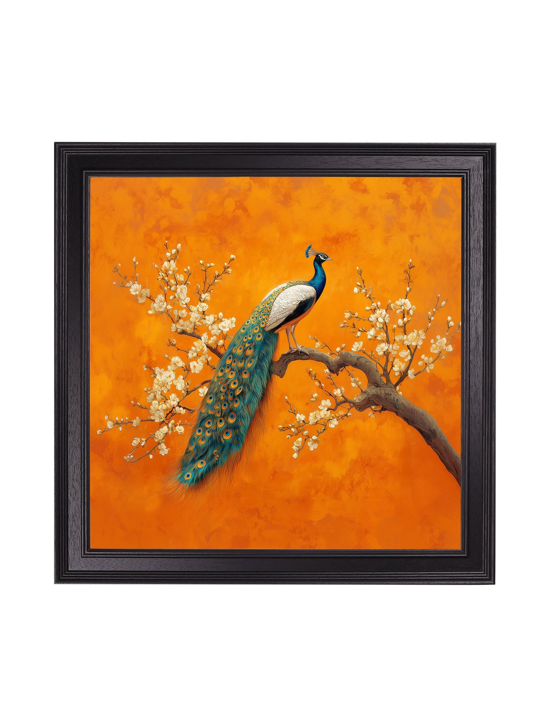 Peacocks In Saffron Garden - Black Hurstwood Square Frame