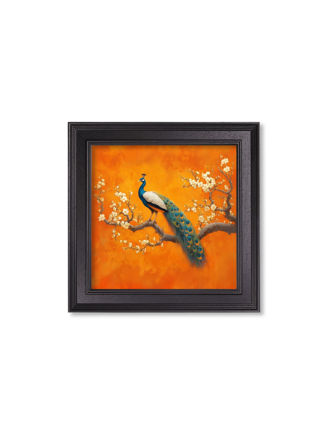 Peacocks In Saffron Garden - Black Hurstwood Square Frame