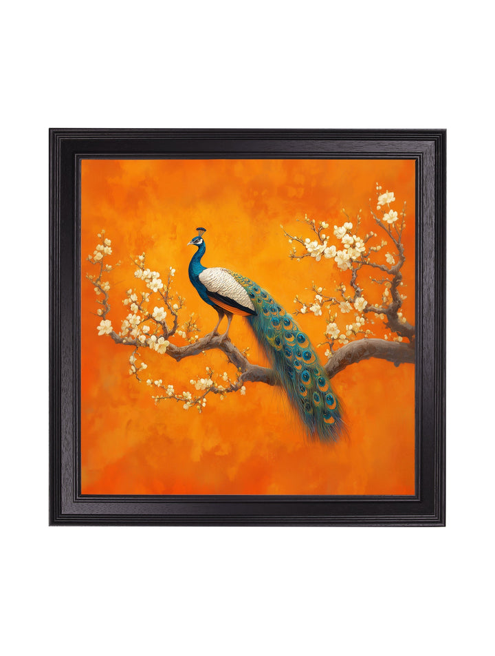 Peacocks In Saffron Garden - Black Hurstwood Square Frame