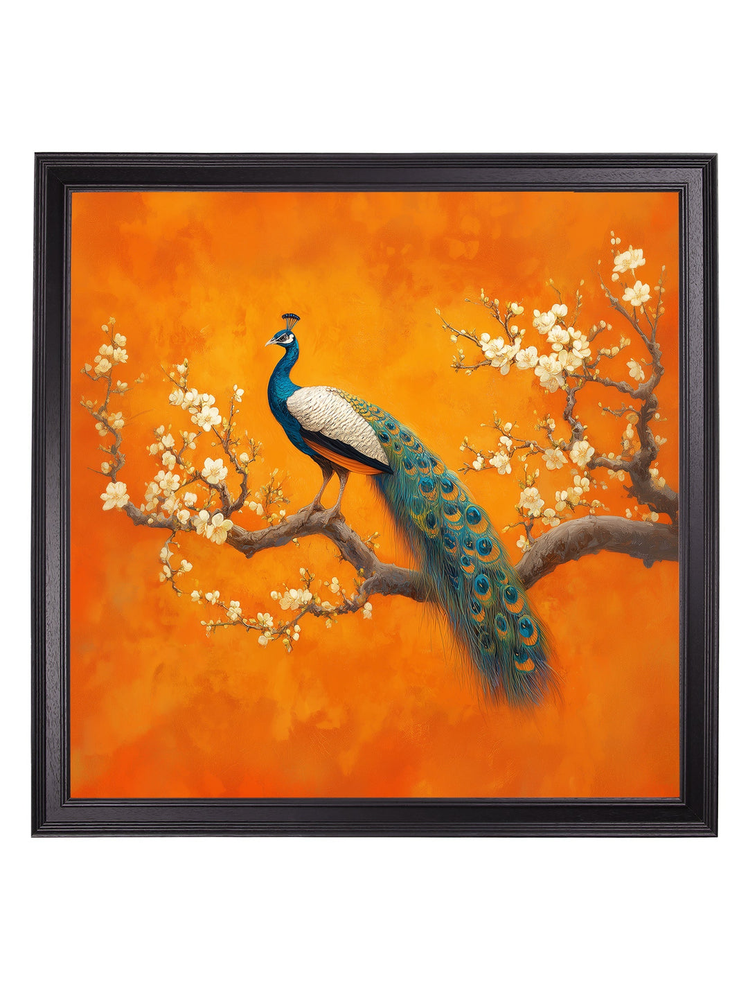 Peacocks In Saffron Garden - Black Hurstwood Square Frame