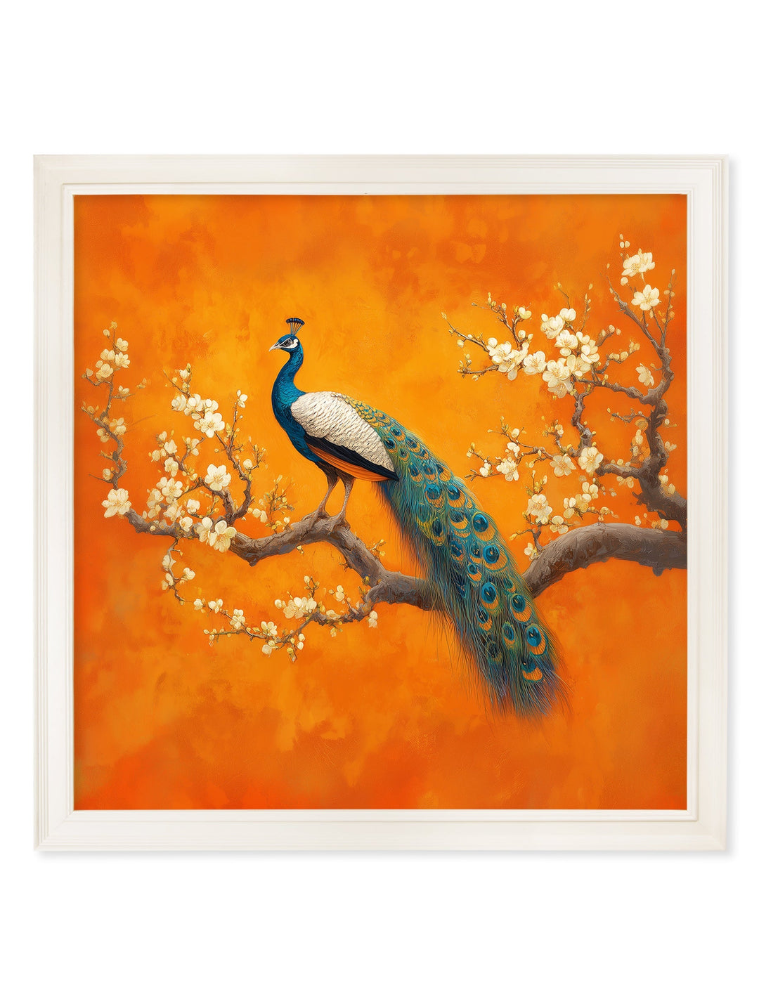 Peacocks In Saffron Garden - Cream Hurstwood Square Frame