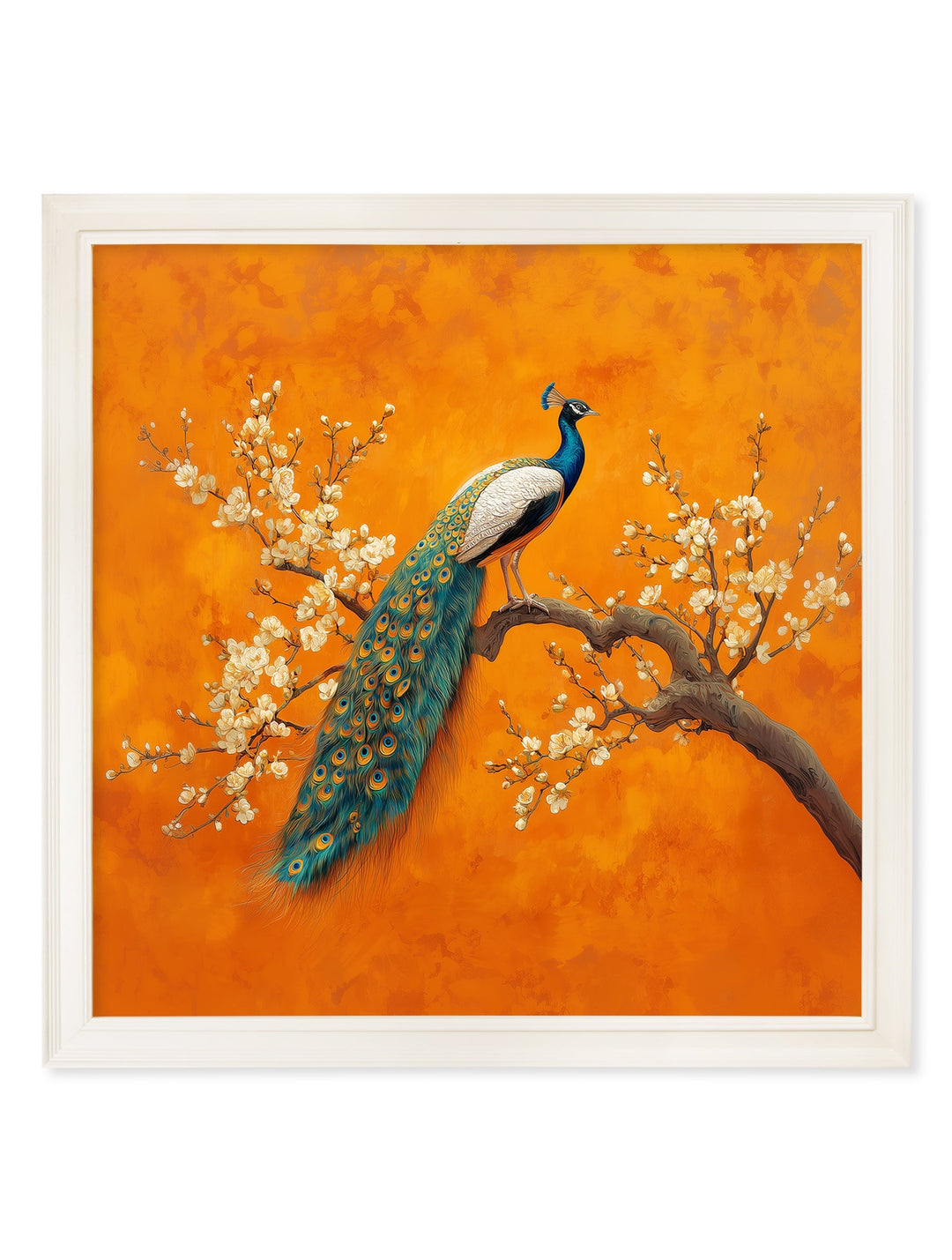 Peacocks In Saffron Garden - Cream Hurstwood Square Frame