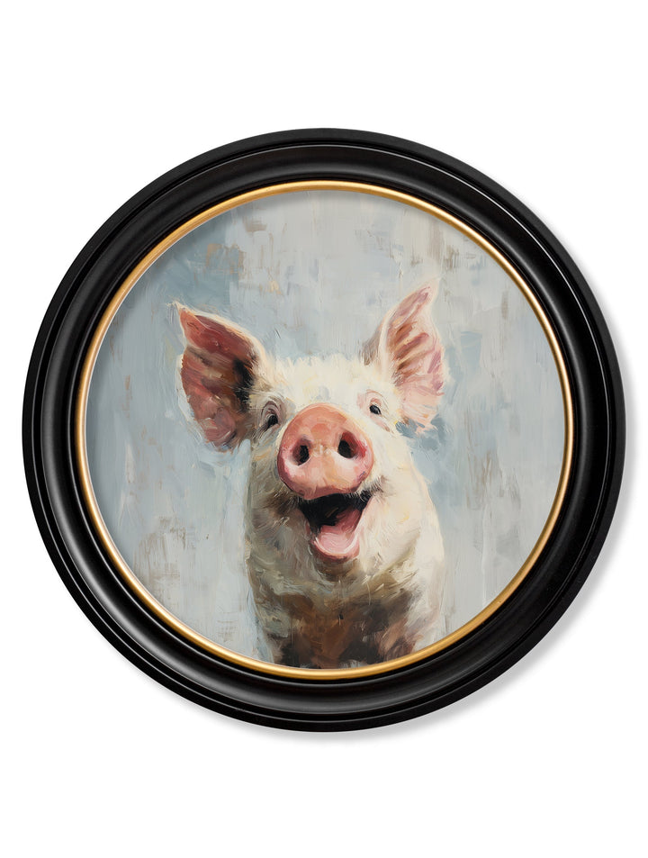 The Giggly Pig - Oxford Round Frame