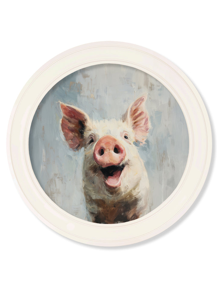 The Giggly Pig - Oxford Strong White Round Frame