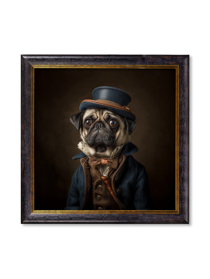 Sir Puggington - Gentleman Pug Oxford Square Frame