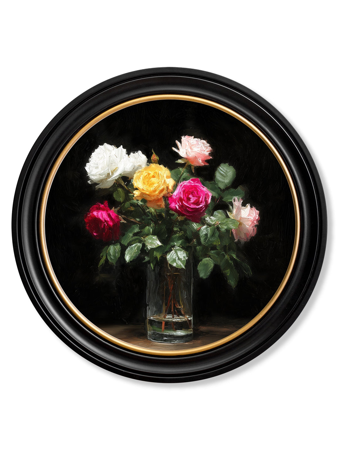 Roses After Dark - Oxford Round Frame