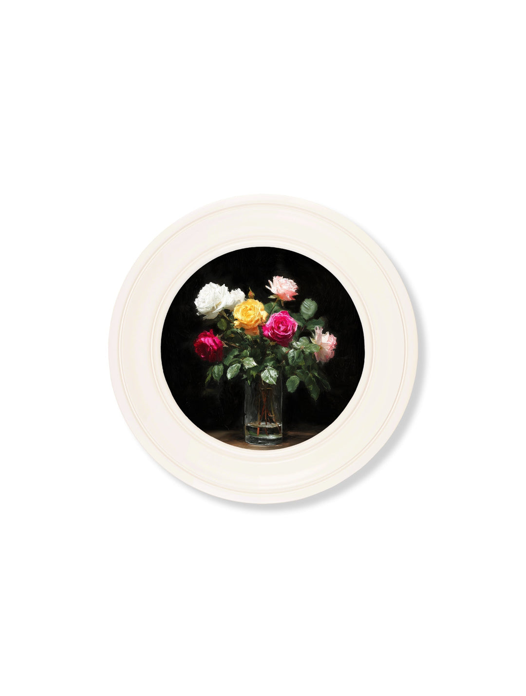 Roses After Dark - Oxford Strong White Round Frame