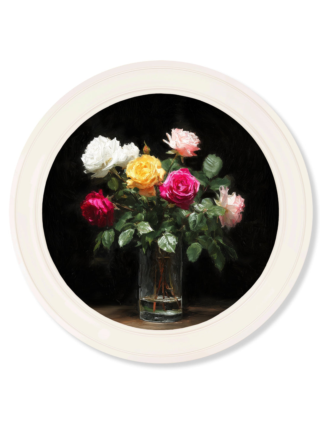 Roses After Dark - Oxford Strong White Round Frame