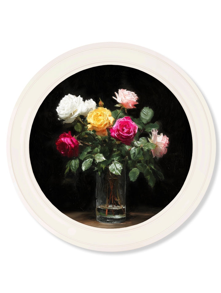 Roses After Dark - Oxford Strong White Round Frame